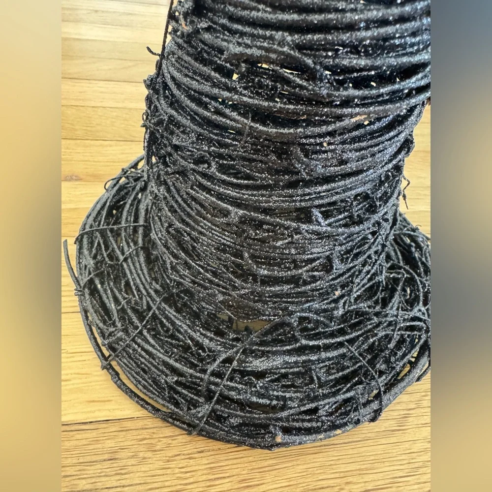Black Glitter Twig Halloween Witch Hat Table Decoration - Picture 5 of 7